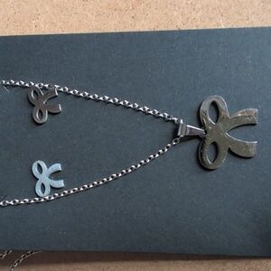 Dainty Stainless Steel Minimalist Silver Bow Necklace & Earrings Set